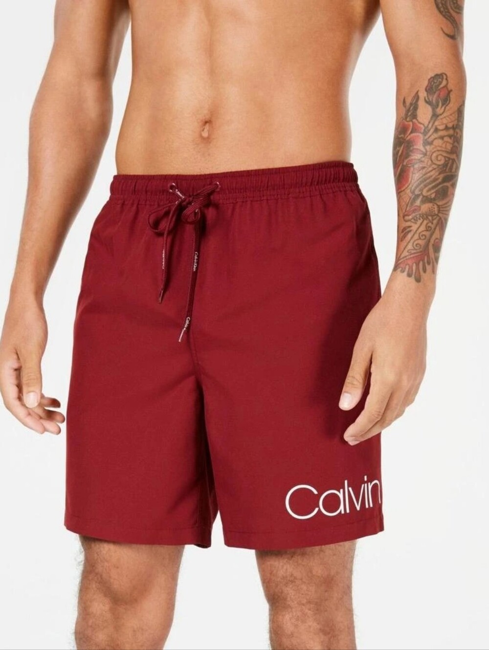 Men's Calvin Klein Men’s Wine Red Swim Trunks Large